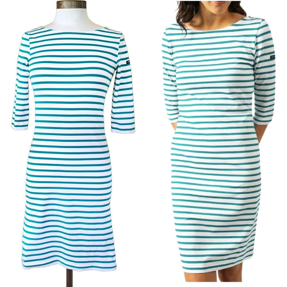 SAINT JAMES PROPRIANO Nautical Stripe Dress 4 US Anti-UV Nautical Green White